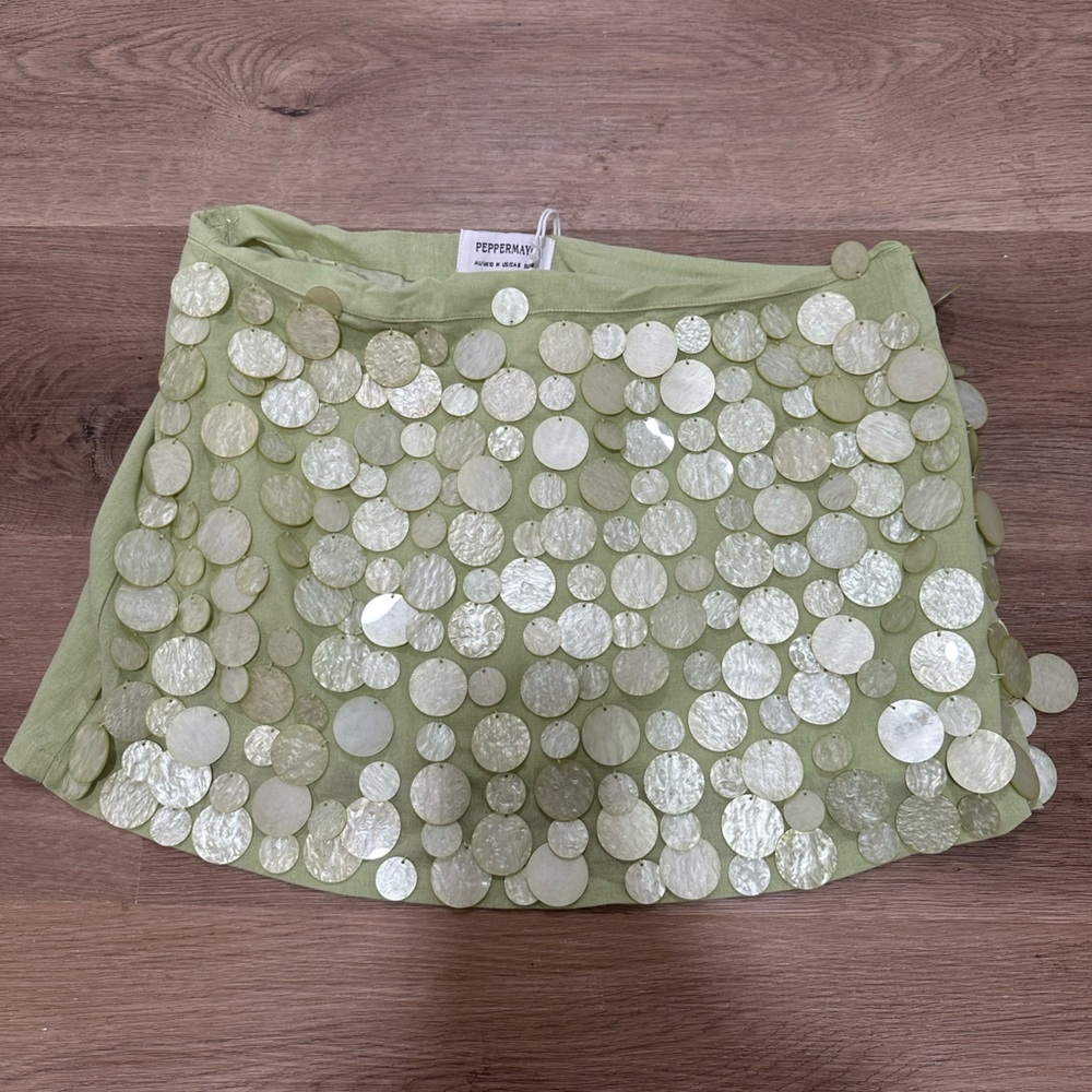 Peppermayo Light Green Sequin skirt